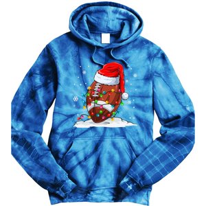 Football Christmas Santa Hat Xmas Football Lover Great Gift Tie Dye Hoodie