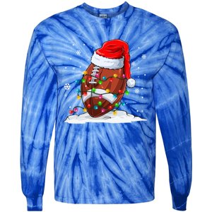 Football Christmas Santa Hat Xmas Football Lover Great Gift Tie-Dye Long Sleeve Shirt