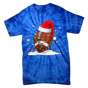 Football Christmas Santa Hat Xmas Football Lover Great Gift Tie-Dye T-Shirt