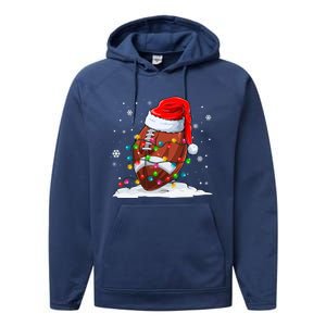 Football Christmas Santa Hat Xmas Football Lover Great Gift Performance Fleece Hoodie