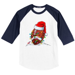 Football Christmas Santa Hat Xmas Football Lover Great Gift Baseball Sleeve Shirt