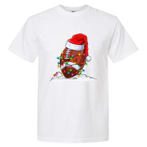 Football Christmas Santa Hat Xmas Football Lover Great Gift Garment-Dyed Heavyweight T-Shirt