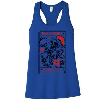 Funny Christmas Skull Dead Inside But Jolly Af Gift Women's Racerback Tank