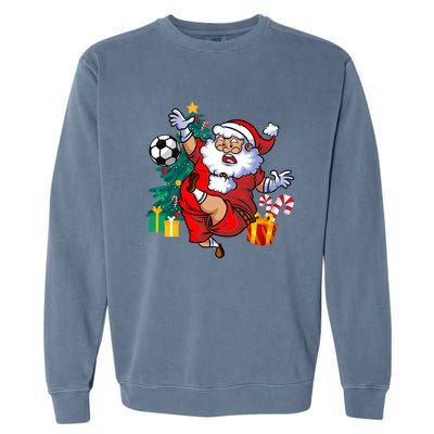 Football Christmas Santa Idea And Xmas Football Gift Garment-Dyed Sweatshirt