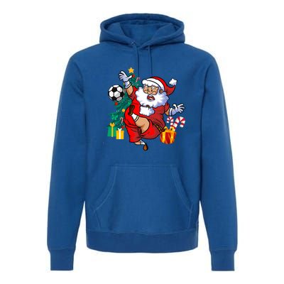 Football Christmas Santa Idea And Xmas Football Gift Premium Hoodie