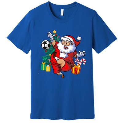 Football Christmas Santa Idea And Xmas Football Gift Premium T-Shirt