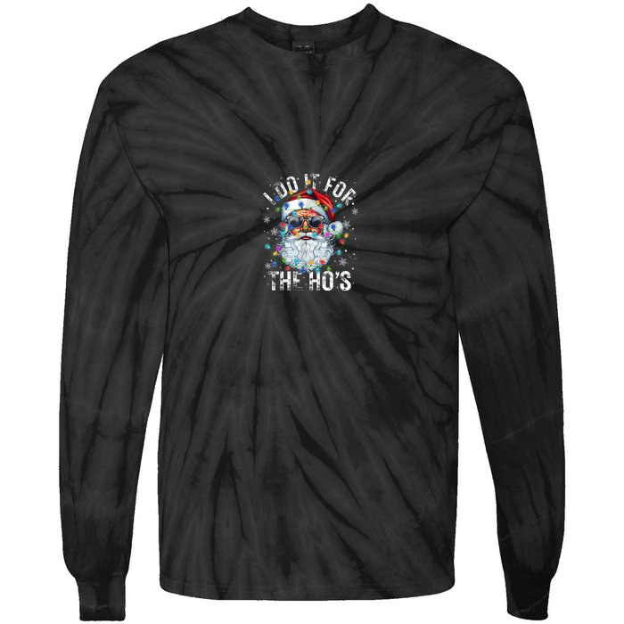 Funny Christmas Santa Claus I Do It For The Hos Cute Xmas Tie-Dye Long Sleeve Shirt