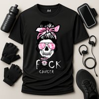 FCK Cancer Skeleton Skull Pink Cooling Performance Crew T-Shirt