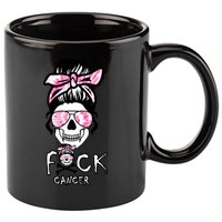 FCK Cancer Skeleton Skull Pink 11oz C Handle Ceramic Mug