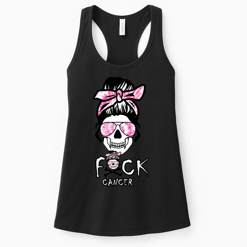 FCK Cancer Skeleton Skull Pink Womens Tank Top