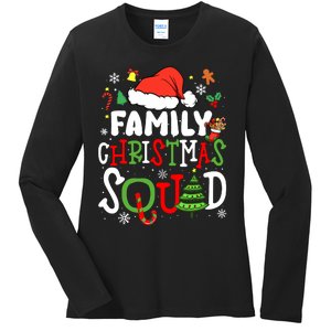 Family Christmas Squad Matching Pajamas Team Santa Elf Ladies Long Sleeve Shirt