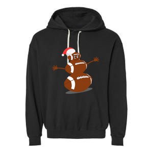 Football Christmas Sports Snowman Holiday Garment-Dyed Fleece Hoodie