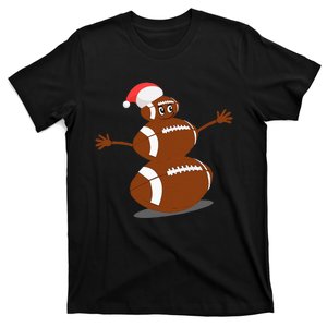 Football Christmas Sports Snowman Holiday T-Shirt