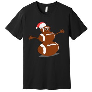 Football Christmas Sports Snowman Holiday Premium T-Shirt