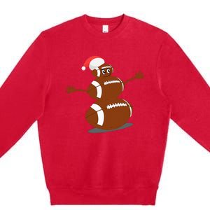 Football Christmas Sports Snowman Holiday Premium Crewneck Sweatshirt