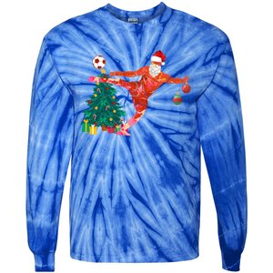 Football Christmas Santa Idea And Xmas Football Cool Gift Tie-Dye Long Sleeve Shirt