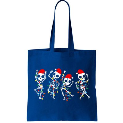 Funny Christmas Skeleton Dancing Xmas Light Music Christmas  Tote Bag