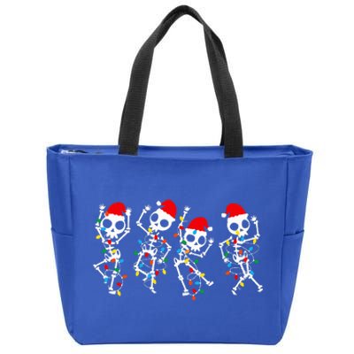 Funny Christmas Skeleton Dancing Xmas Light Music Christmas  Zip Tote Bag