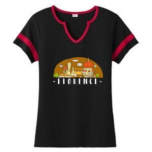 Florence Cartoon Style Illustration Ladies Halftime Notch Neck Tee