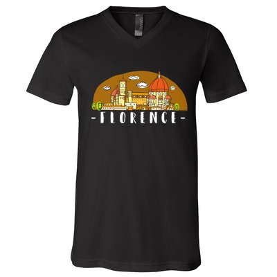 Florence Cartoon Style Illustration V-Neck T-Shirt