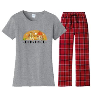 Florence Cartoon Style Illustration Women's Flannel Pajama Set