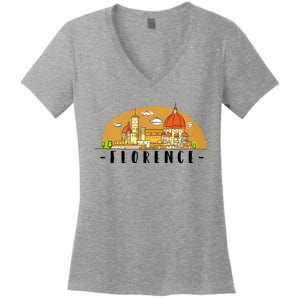 Florence Cartoon Style Illustration Women's V-Neck T-Shirt