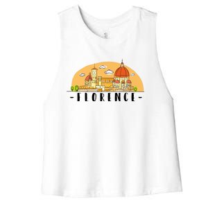 Florence Cartoon Style Illustration Women's Racerback Cropped Tank