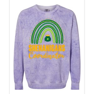 Funny Cute Shenanigans Coordinator Lucky Green Rainbow Pot Of Gold Colorblast Crewneck Sweatshirt