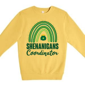 Funny Cute Shenanigans Coordinator Lucky Green Rainbow Pot Of Gold Premium Crewneck Sweatshirt