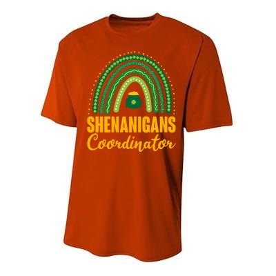 Funny Cute Shenanigans Coordinator Lucky Green Rainbow Pot Of Gold Performance Sprint T-Shirt