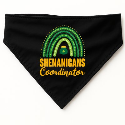 Funny Cute Shenanigans Coordinator Lucky Green Rainbow Pot Of Gold USA-Made Doggie Bandana