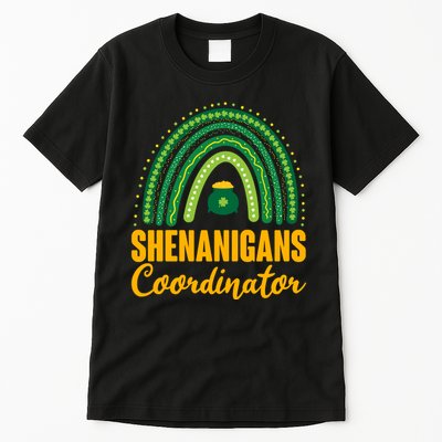 Funny Cute Shenanigans Coordinator Lucky Green Rainbow Pot Of Gold Tall T-Shirt