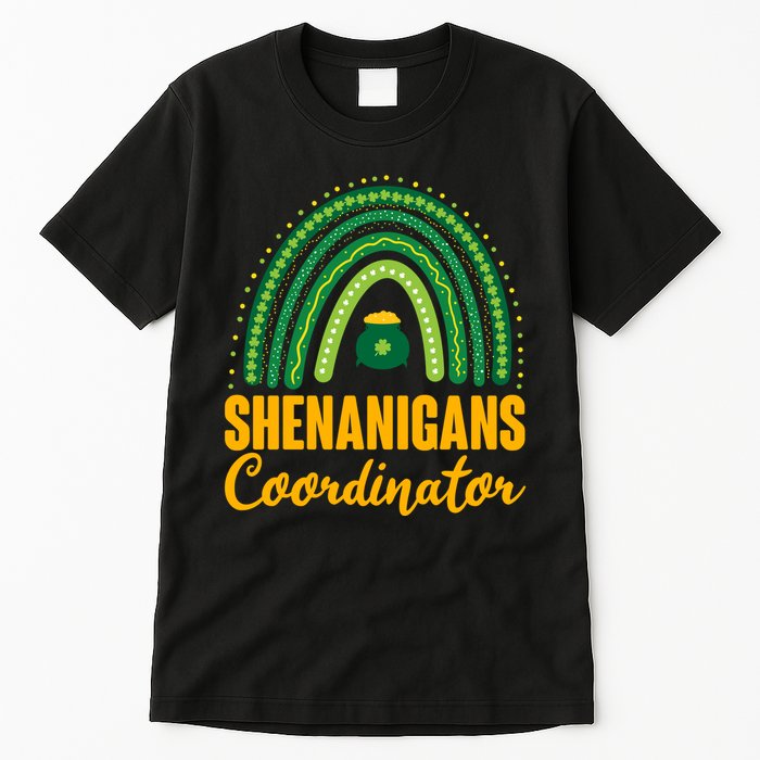 Funny Cute Shenanigans Coordinator Lucky Green Rainbow Pot Of Gold Tall T-Shirt