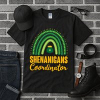 Funny Cute Shenanigans Coordinator Lucky Green Rainbow Pot Of Gold Tall T-Shirt
