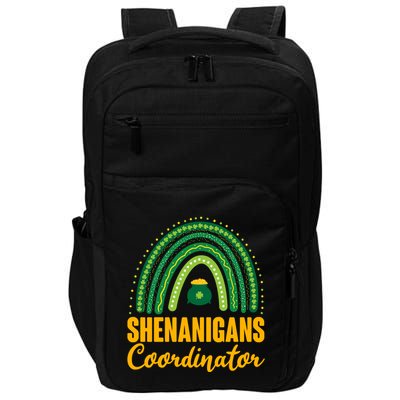 Funny Cute Shenanigans Coordinator Lucky Green Rainbow Pot Of Gold Impact Tech Backpack