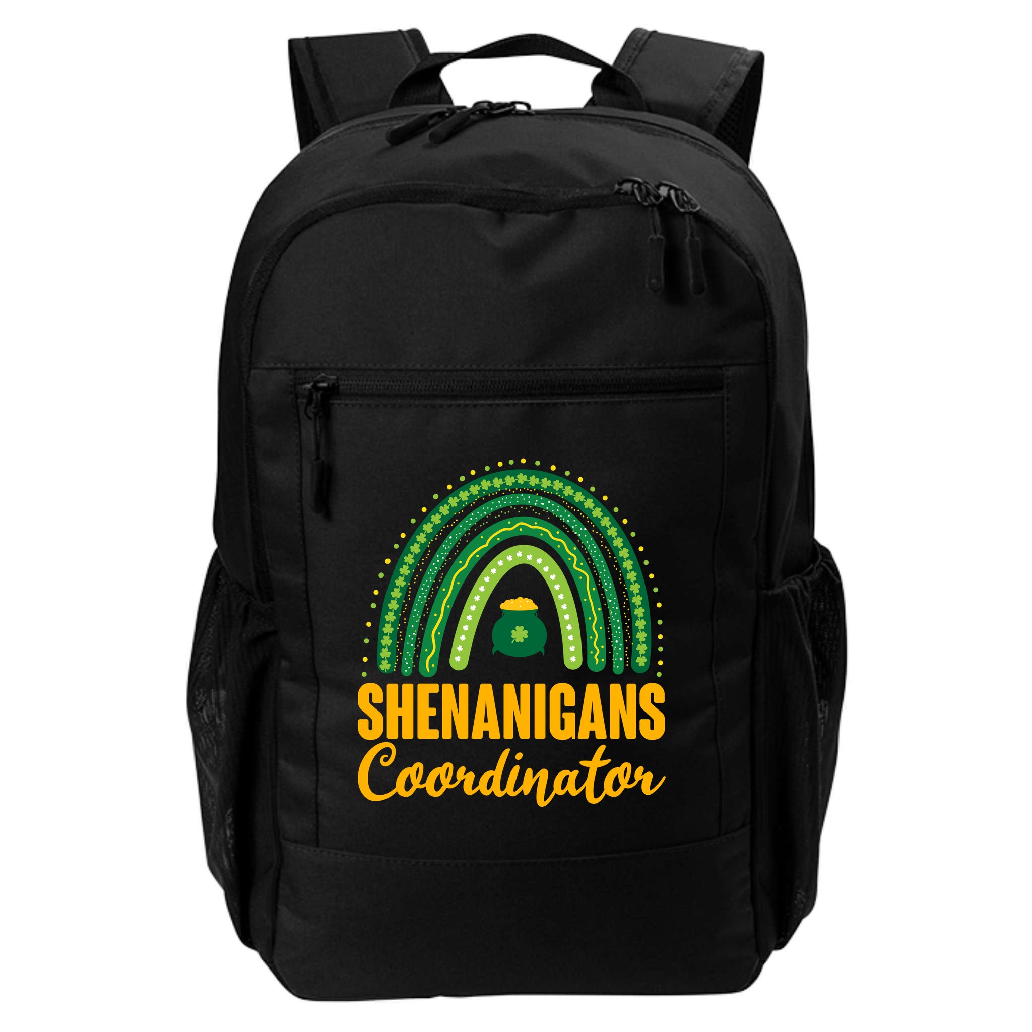 Funny Cute Shenanigans Coordinator Lucky Green Rainbow Pot Of Gold Backpack
