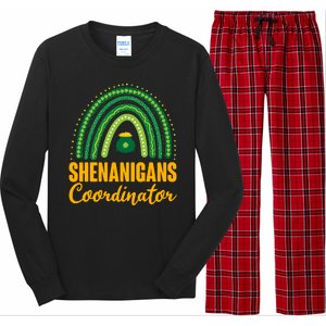 Funny Cute Shenanigans Coordinator Lucky Green Rainbow Pot Of Gold Long Sleeve Pajama Set