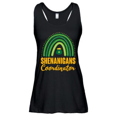 Funny Cute Shenanigans Coordinator Lucky Green Rainbow Pot Of Gold Ladies Essential Flowy Tank