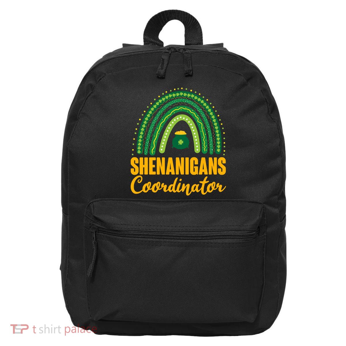 Funny Cute Shenanigans Coordinator Lucky Green Rainbow Pot Of Gold 16 in Basic Backpack