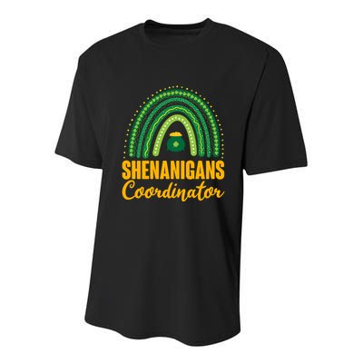 Funny Cute Shenanigans Coordinator Lucky Green Rainbow Pot Of Gold Youth Performance Sprint T-Shirt