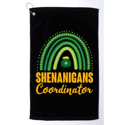 Funny Cute Shenanigans Coordinator Lucky Green Rainbow Pot Of Gold Platinum Collection Golf Towel