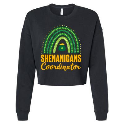 Funny Cute Shenanigans Coordinator Lucky Green Rainbow Pot Of Gold Cropped Pullover Crew