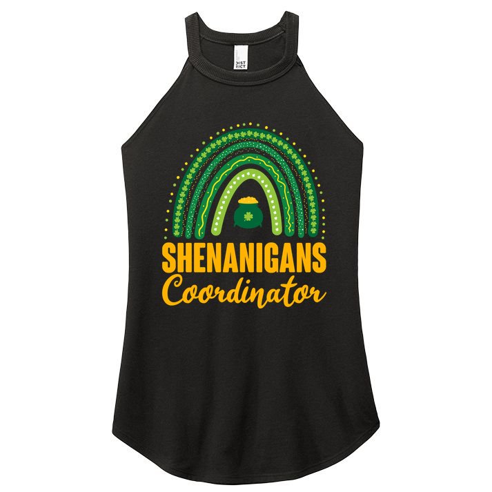 Funny Cute Shenanigans Coordinator Lucky Green Rainbow Pot Of Gold Women's Perfect Tri Rocker Tank
