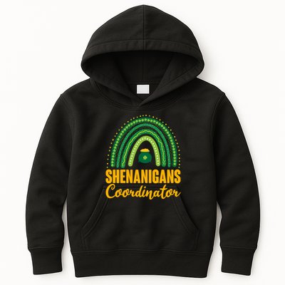 Funny Cute Shenanigans Coordinator Lucky Green Rainbow Pot Of Gold Kids Hoodie