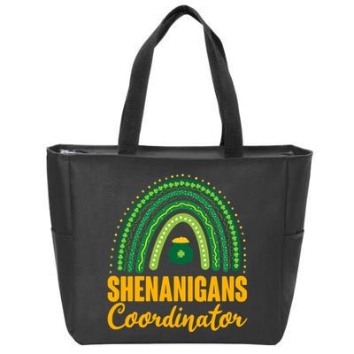 Funny Cute Shenanigans Coordinator Lucky Green Rainbow Pot Of Gold Zip Tote Bag