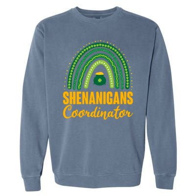 Funny Cute Shenanigans Coordinator Lucky Green Rainbow Pot Of Gold Garment-Dyed Sweatshirt