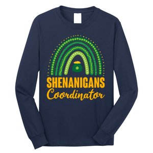 Funny Cute Shenanigans Coordinator Lucky Green Rainbow Pot Of Gold Long Sleeve Shirt