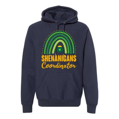 Funny Cute Shenanigans Coordinator Lucky Green Rainbow Pot Of Gold Premium Hoodie