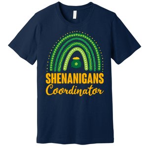 Funny Cute Shenanigans Coordinator Lucky Green Rainbow Pot Of Gold Premium T-Shirt