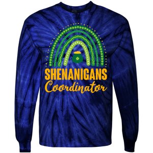 Funny Cute Shenanigans Coordinator Lucky Green Rainbow Pot Of Gold Tie-Dye Long Sleeve Shirt